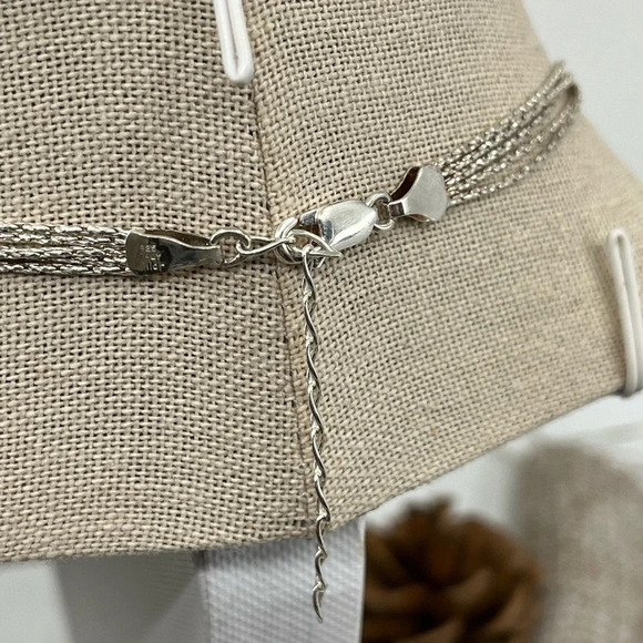 925 Italy Milor Multi-Strand Necklace w/ Layered Teardrop Pendant, 16-18" - Picture 8 of 16